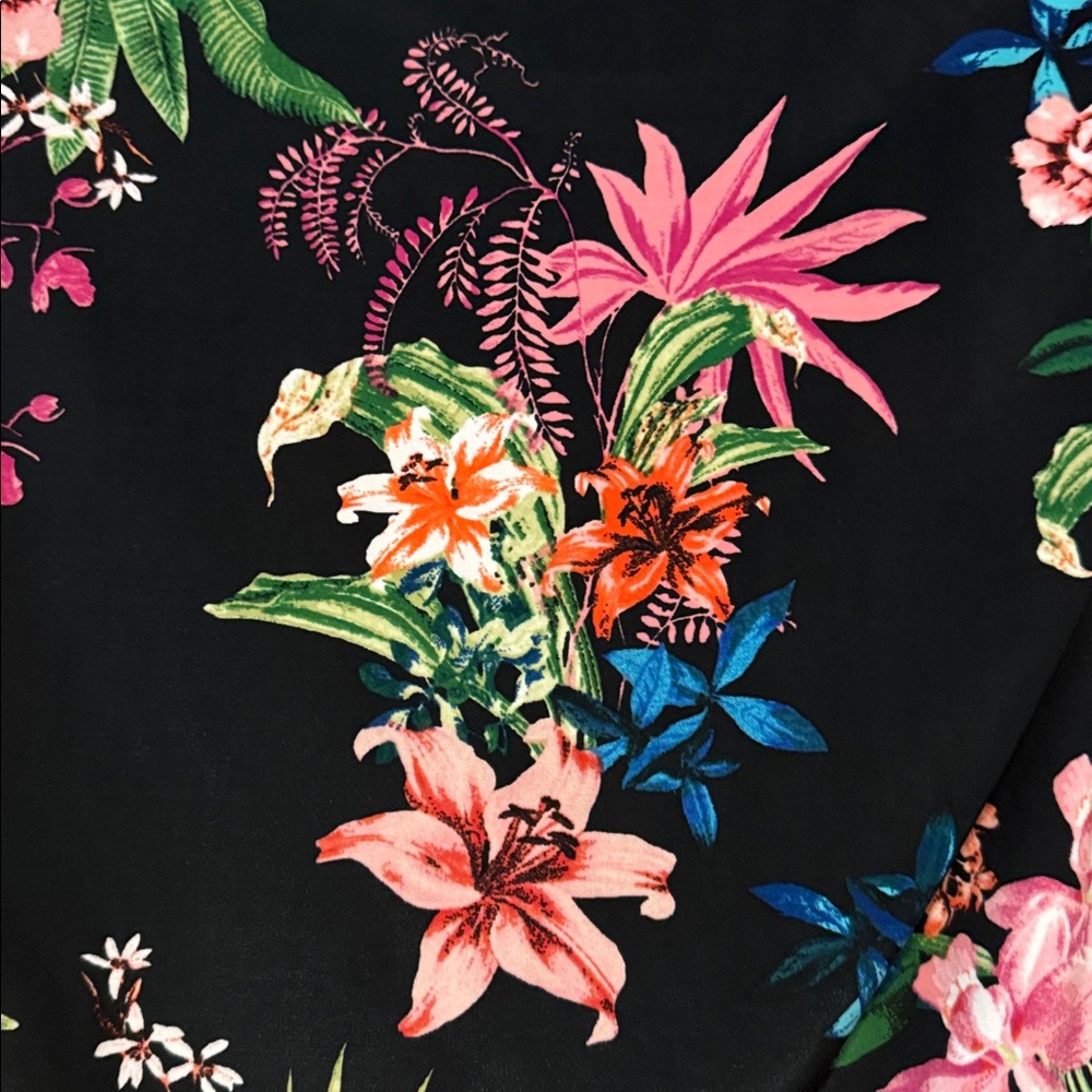 I.N.C. Floral printed lace up Rouched slinky blouse Top Womens L stretch office - Picture 6 of 12